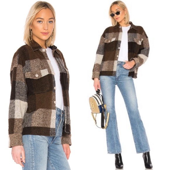 Plaid Flannel Wool Coat Jacket Shacket 